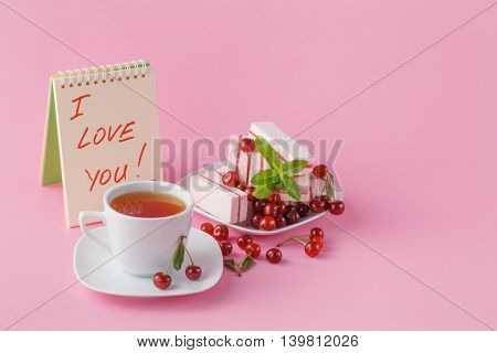 Gentle Romantic Breakfast For His Girlfriend With Cherry Fruit Candy