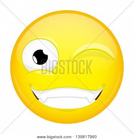 Wink emoji. Smile emotion. Twinkle grin emoticon. Vector illustration smile icon.