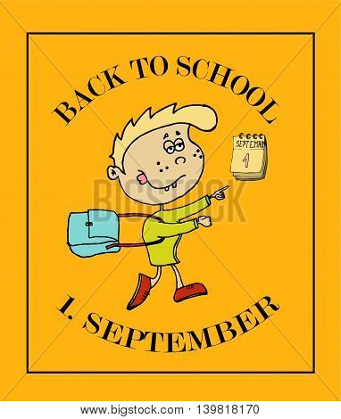 School background with 1. September and kid