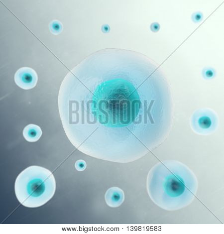 Grey cell background. Life and biology, medicine scientific, molecular research. 3d illustration