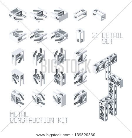 Vector Metal Construction Set In Isometric Style