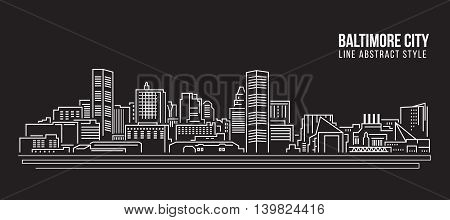 Cityscape Building Line art Vector Illustration design - Baltimore City