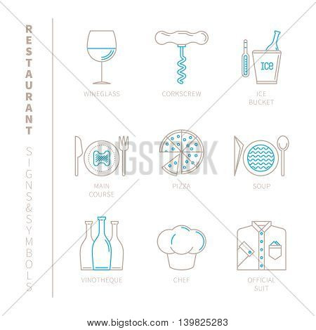 Set Of Vector Restaurant Icons And Concepts In Mono Thin Line Style