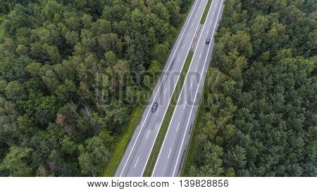 Aerial view of busy road in Sosnowiec Poland.