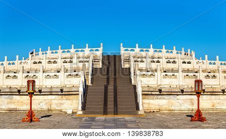 Circular Mound Altar at the Temple of Heaven in Beijing. UNESCO World Heritage site in China