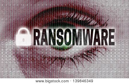 ransomware eye looks at viewer concept background