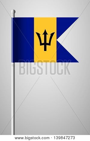 Flag Of Barbados. National Flag On Flagpole