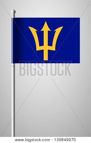 Barbados. National Flag On Flagpole