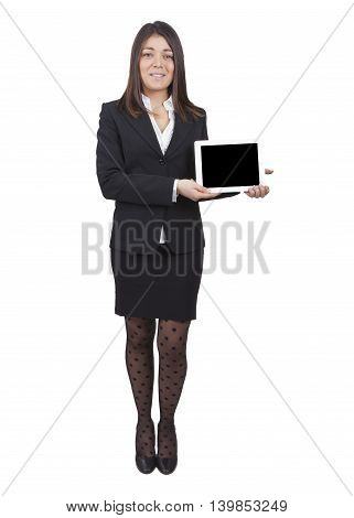 Businesswoman Showing Tablet