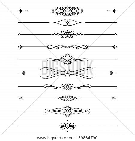Vintage dividers set isolated on white. Calligraphic design elements.