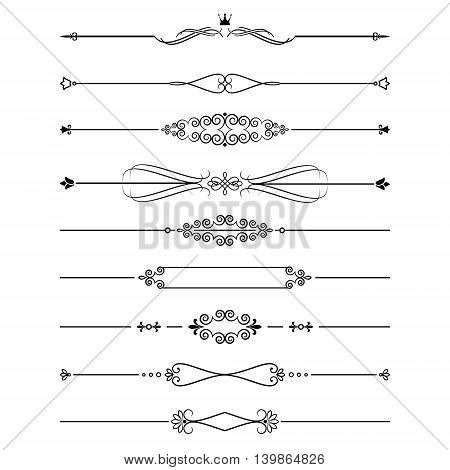 Vintage dividers set isolated on white. Calligraphic design elements.