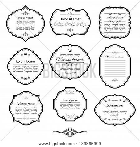 Vintage frame set isolated on white. Calligraphic design elements.