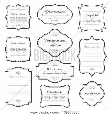 Vintage frame set isolated on white. Calligraphic design elements.
