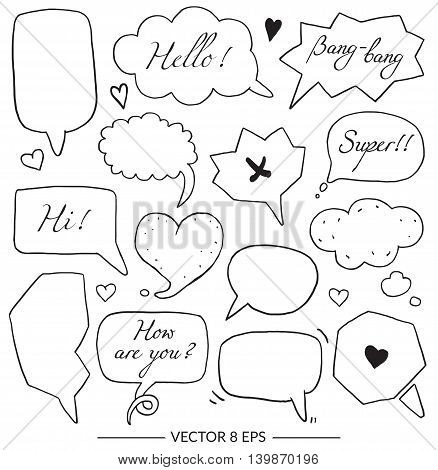 Vector set of balloons for inscriptions pop arts comics cartoons.
