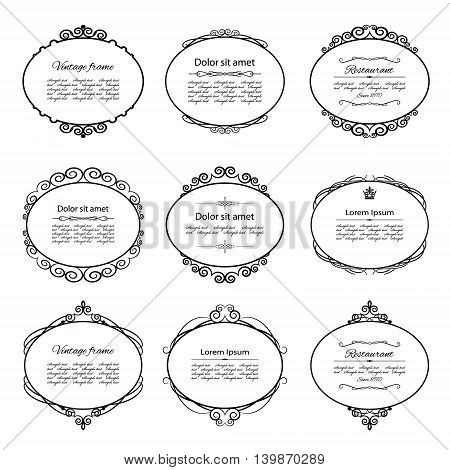 Ornamental vintage frame set isolated on white. Calligraphic design elements.