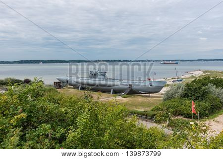 submarine from world war one on the beach of Laboe