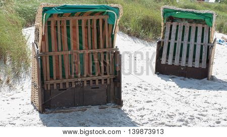 beach chairs on the baltic sea waiting to be rent