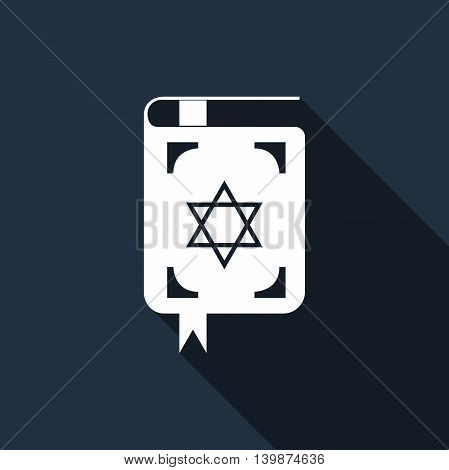 Jewish torah book icon with long shadow. Adobe illustrator