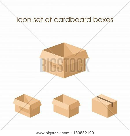 Cardboard boxes in three different under different uses . Can be used as a logo or icon for various projects