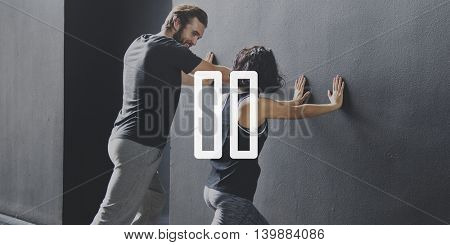 Pause Block Break Cease Finish Press Push Stop Concept