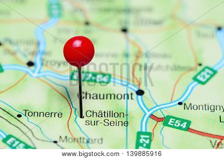 Chatillon-sur-Seine pinned on a map of France
