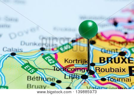 Tourcoing pinned on a map of France
