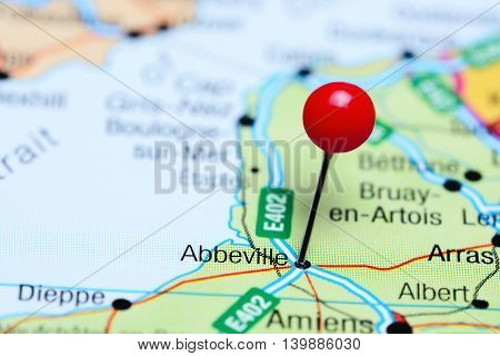 Abbeville pinned on a map of France