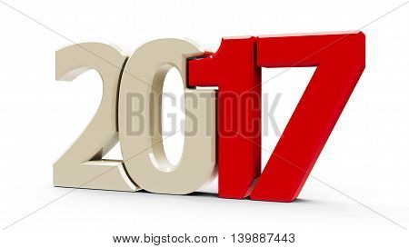 Red 2017 symbol icons or button isolated on white background represents the new year 2017 three-dimensional rendering 3D illustration