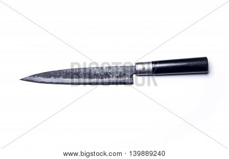 Japanese kitchen knife yanagi sashimi knife isolated on white background
