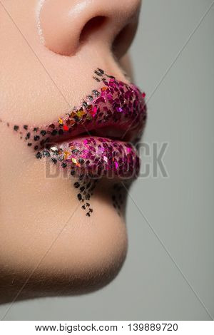 beauty woman lips creative makeup macro closeup