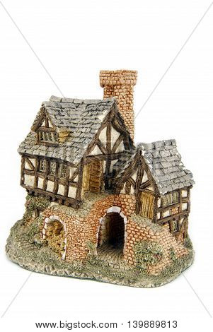 close up of the ministure house isolated on white