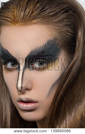 perfect girl wirh creative black make up