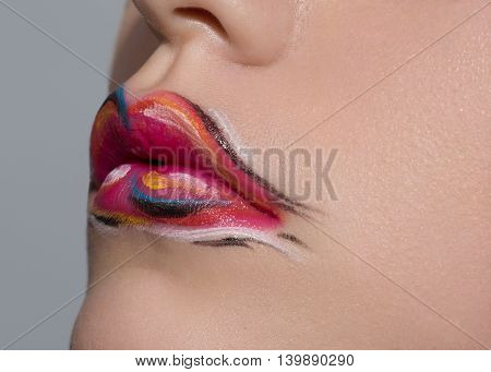 Beauty Woman Lips With Creative Makeup