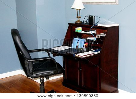 working from home at my desk in the summer