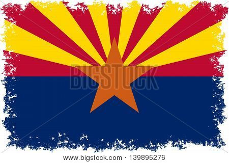 State flag of Arizona Authentic colors with worn distressed edges