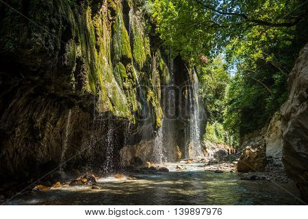 Waterfalls On The River Krikiliotis At Panta Vrexei In Evritania, Greece
