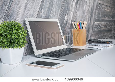 Laptop Computer On Desktop
