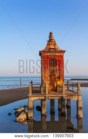 Little Lighthouse In Lignano Bibbione Italy.