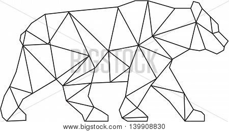 Low polygon style Illustration of an American black bearUrsus americanus a medium-sized bear native to North America walking viewed from side set on isolated white background done in black and white.