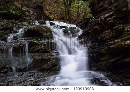 Waterfall on a small native trout stream in the Appalachian Mountains.