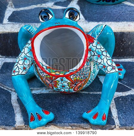 Colorful Souvenir Ceramic Frog Dolores Hidalgo Mexico