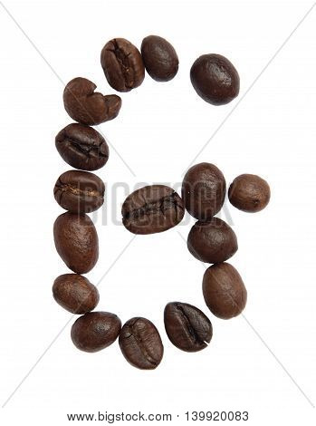 Isolated Alphabet; G Make From Coffee Bean On White Background