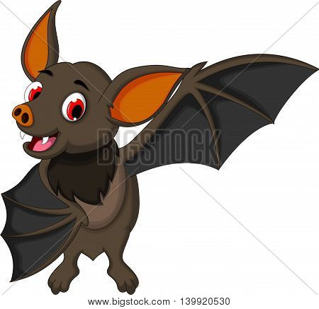 smiling bat cartoon waving for you design