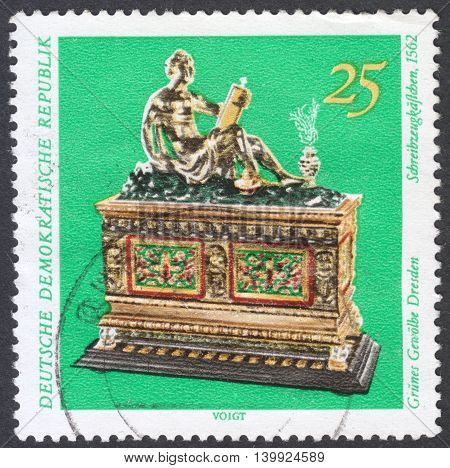 MOSCOW RUSSIA - CIRCA FEBRUARY 2016: a post stamp printed in DDR shows a writing Prox the series 