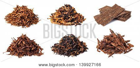 set dried smoking tobacco. Isolated on a white background.