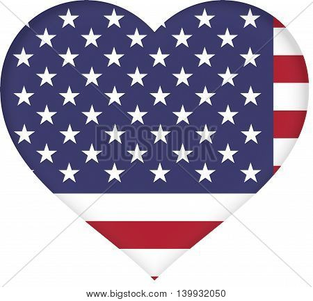 Illustration of the American Flag with a heart shape