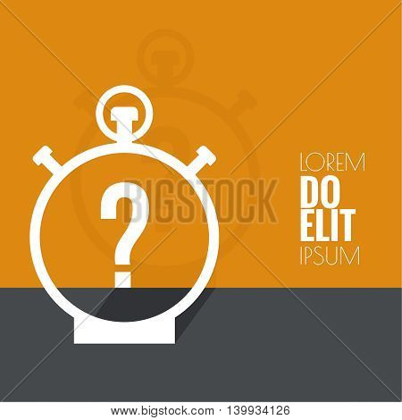 Timer with a question. Quiz. The concept is the question with the answer. Flat design with  shadow on  wall