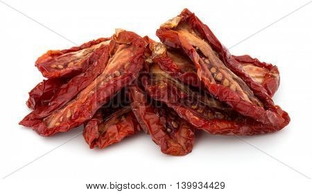 Dried tomatoes isolated on white background cutout