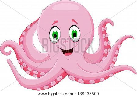 cute octopus cartoon smiling for you design