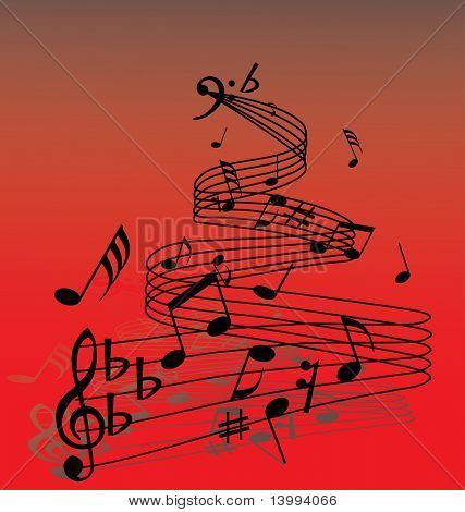 Fundo de música abstrata com notas diferentes e linhas